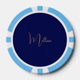 Blue minimalist custom name  poker chips