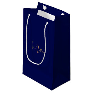 Blue minimalist custom name small gift bag