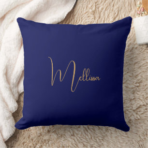 Blue minimalist custom name  throw pillow