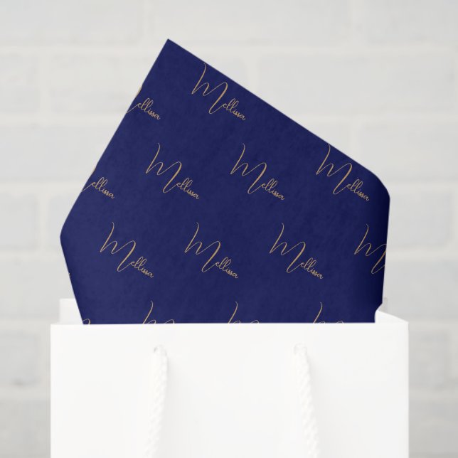 Blue minimalist custom name  tissue paper (Gift Bag)