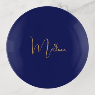 Blue minimalist custom name  trinket tray