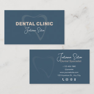 Blue Minimalist Dental Clinic Business Card