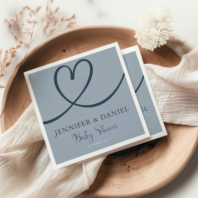 Blue Minimalist Elegant Oh Boy Baby Shower Napkins (Creator Uploaded)