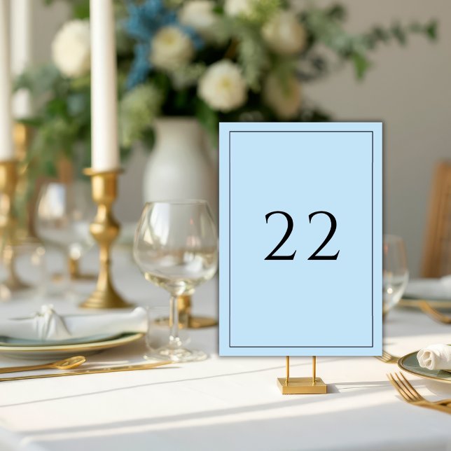 Blue Minimalist Elegant Wedding  Table Number (Creator Uploaded)