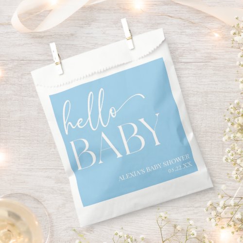 Blue Minimalist Hello Baby Baby Shower Favor Bag