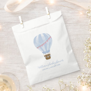 Blue Minimalist Hot Air Balloon Boy Baby Shower Favor Bag