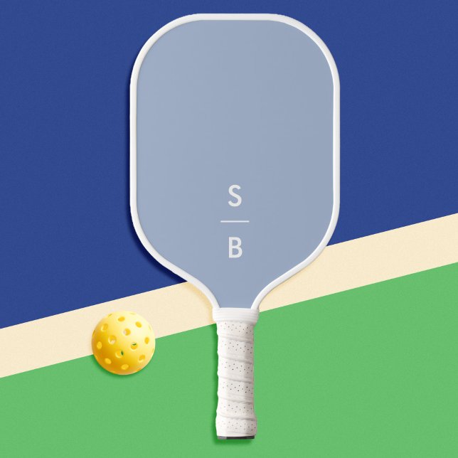 Blue Minimalist Modern Monogram Pickleball Paddle (Creator Uploaded)