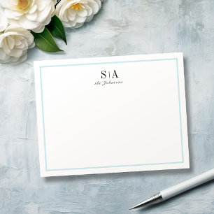 Blue Minimalist monogram personalized Stationery Note Card