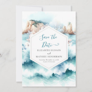 Blue Minimalist Nautical Wedding Save The Date