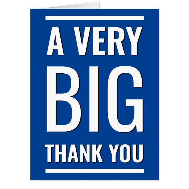 Blue Minimalist Oversized A Very Big Thank You Card (Front)