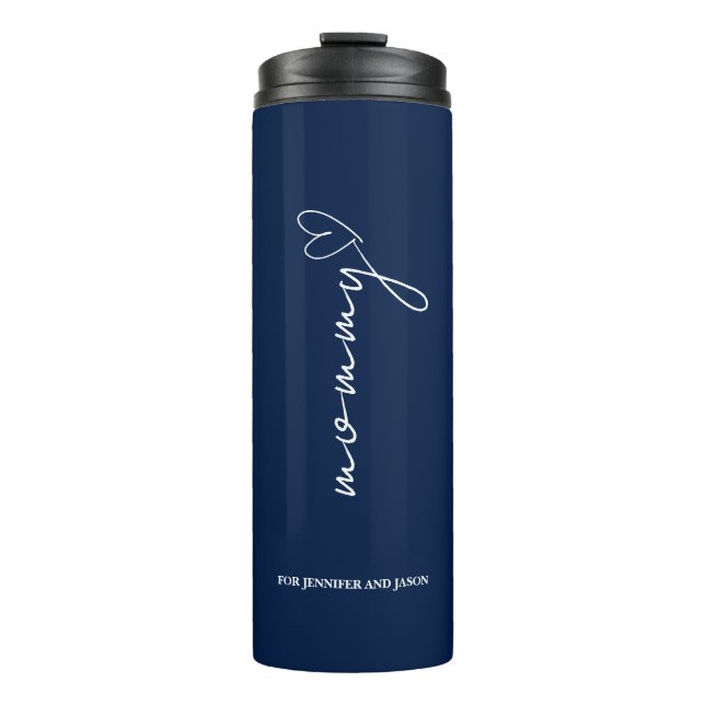 Blue Minimalist Personalized Gift for Mom Thermal Tumbler (Front)
