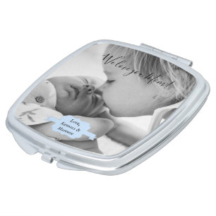 Blue Minimalist Photo Mother's Day Compact Mirror