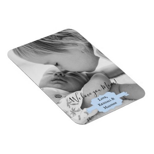 Blue Minimalist Photo Mothers Day Magnet
