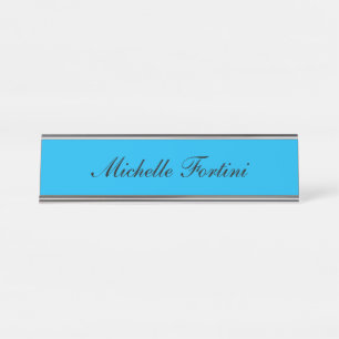 Blue Minimalist Plain Modern Desk Name Plate
