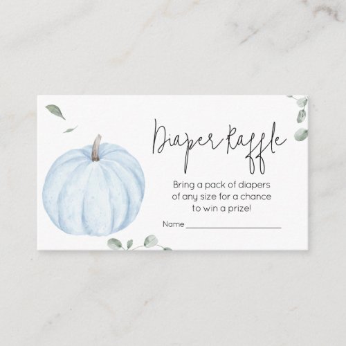 Blue Minimalist Pumpkin Baby Shower Diaper Raffle Enclosure Card