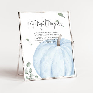 Blue Minimalist Pumpkin Late Night Diapers Poster