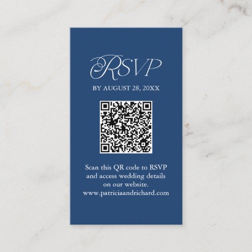 Blue Minimalist QR Code RSVP Scan to Reply Enclosure Card