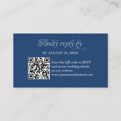 Blue Minimalist QR Code RSVP Scan to Reply Enclosure Card
