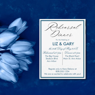 Blue Minimalist Rehearsal Dinner Postcard