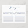 Blue Minimalist Script Bridal Shower Recipe Card