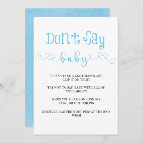 Blue Minimalist Script Dont Say Baby Invites