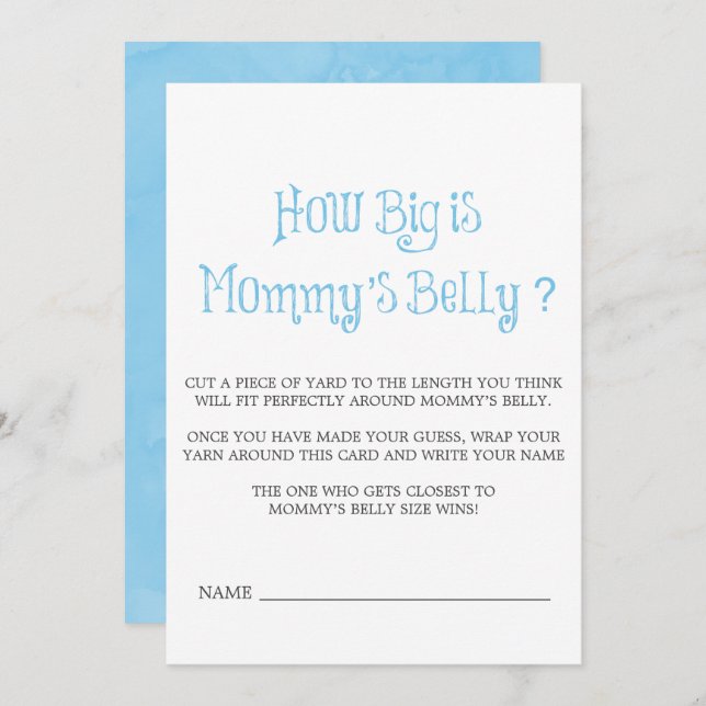 Blue Minimalist Script How Big Is Mommy’s Belly (Front/Back)