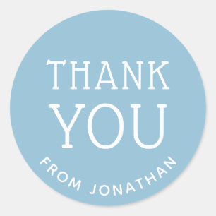 Blue Minimalist Thank You Baby or Kids Birthday Classic Round Sticker