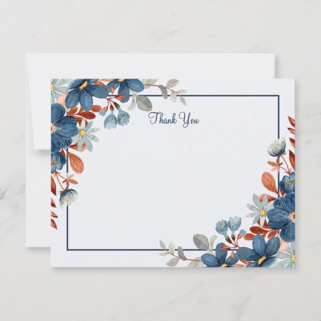 Blue minimalist thank you  note card (Front)