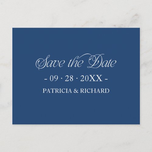 Blue Minimalist Typography Save the Date Postcard