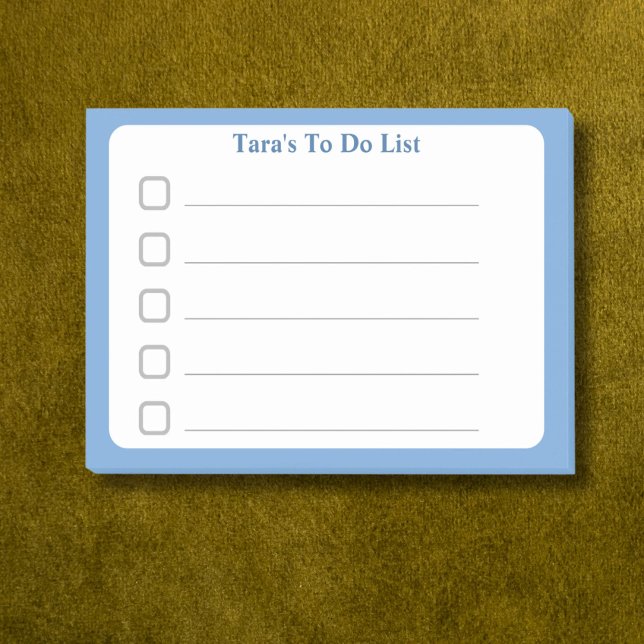 Blue Minimalistic Custom Name To Do List Sticky Post-it Notes (Creator Uploaded)