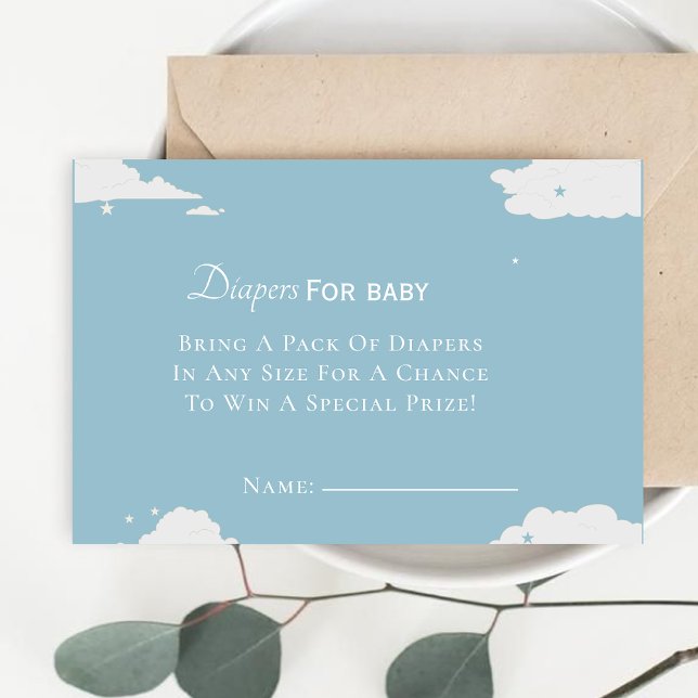 Blue Minimalistic diapers for baby boy baby shower Enclosure Card (Creator Uploaded)