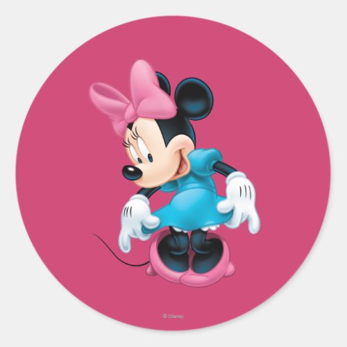 Blue Minnie  Curtseying Classic Round Sticker