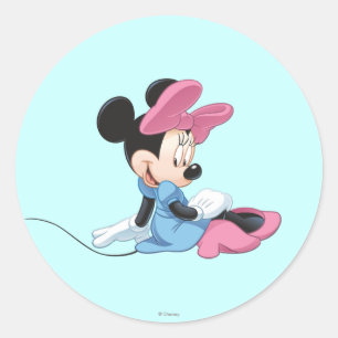 Blue Minnie Sitting Classic Round Sticker