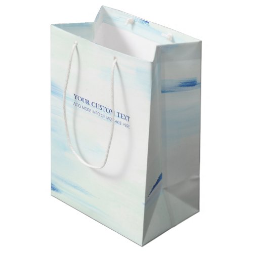 Blue  Mint Abstract Ocean Art Custom Text   Medium Gift Bag