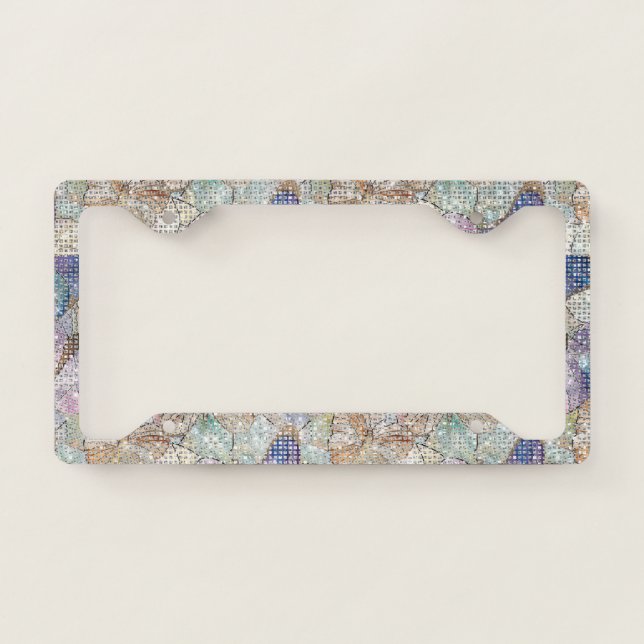 Blue Mint Butterflies Sparkle License Plate Frame (Front)