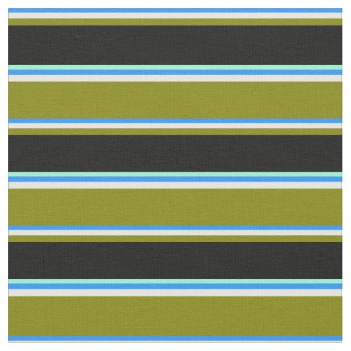 Blue, Mint Cream, Green, Black & Aquamarine Lines Fabric