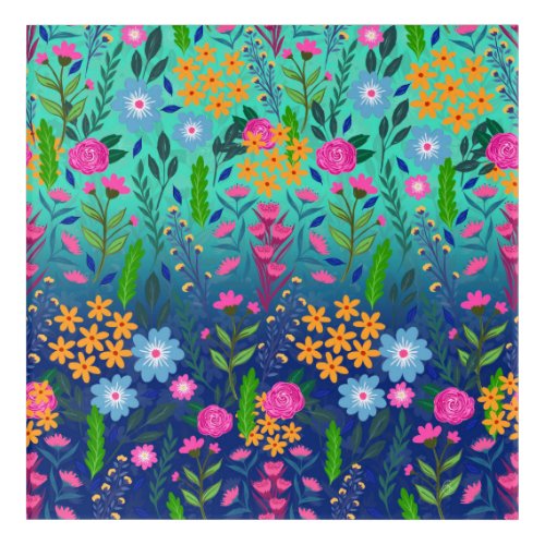 Blue Mint Gradient Garden Flowers Pretty Design Acrylic Print