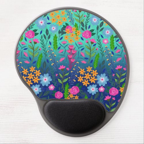 Blue Mint Gradient Garden Flowers Pretty Design Gel Mouse Pad
