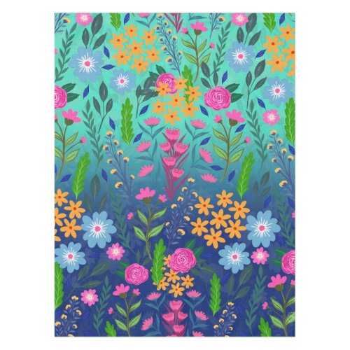 Blue Mint Gradient Garden Flowers Pretty Design Tablecloth