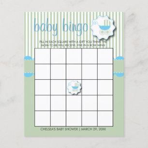 Blue & Mint Green Baby Buggy Shower - Bingo Flyer