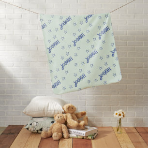 Blue & Mint Reverse Repeating Name Custom Baby Blanket