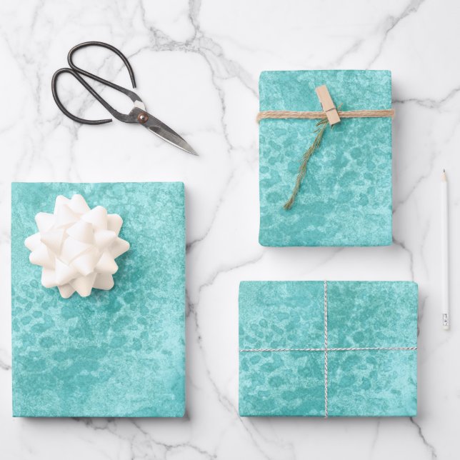 Blue Mint Sea Green Texture Wrapping Paper Sheets (Front)