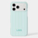 Blue Mint Stripe Vintage Tiny Initials Monogram
