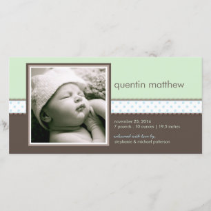 Blue Mint Sweet Baby Boy Birth Announcement