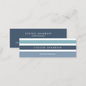 Blue mint white nautical stripes modern elegant mini business card (Front/Back)