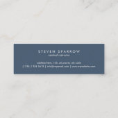 Blue mint white nautical stripes modern elegant mini business card (Back)