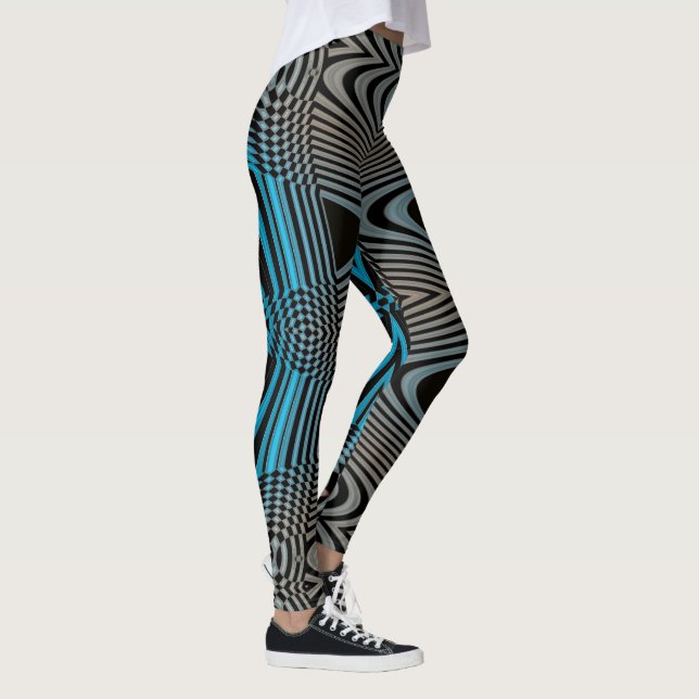 "Blue Mirage Check Leggings" Leggings (Right)
