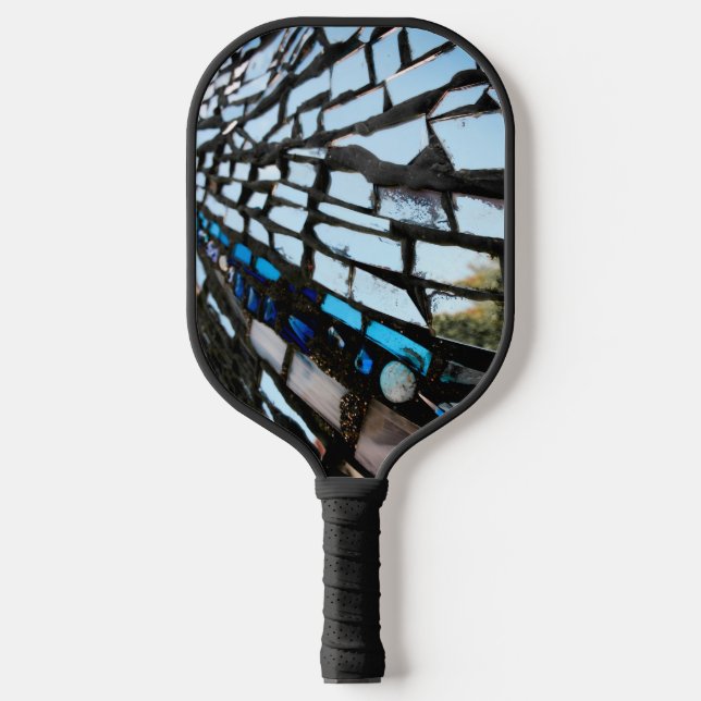 Blue Mirror Mosaic Pickleball Paddle (Front)
