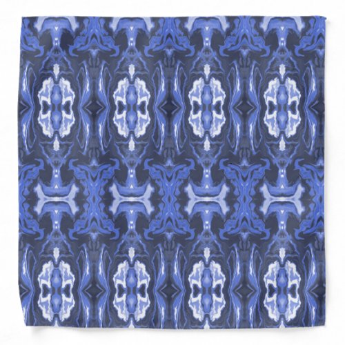 Blue Mirrored Pour Swirl Marble  Bandana