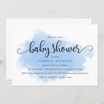 Blue Mist | Baby Shower Invitation by PinkMoonPaperie at Zazzle